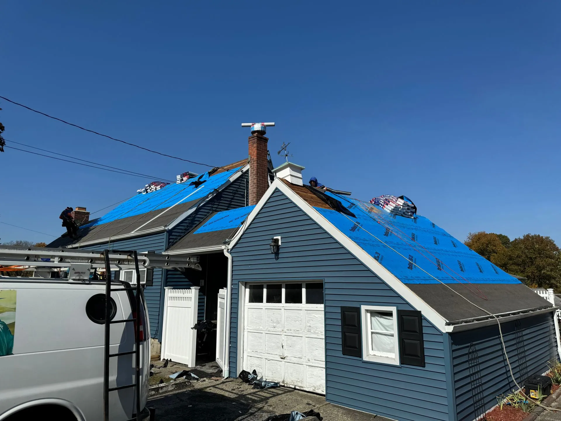 Roofing service project in Dutchess County with new underlayment installation